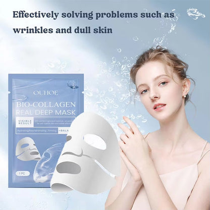 1PC Moisturizing Collagen Mask, Bio-Collagen Deep Rejuvenating Mask, Brightening Skin Collagen Films Peel off Full Face Mask