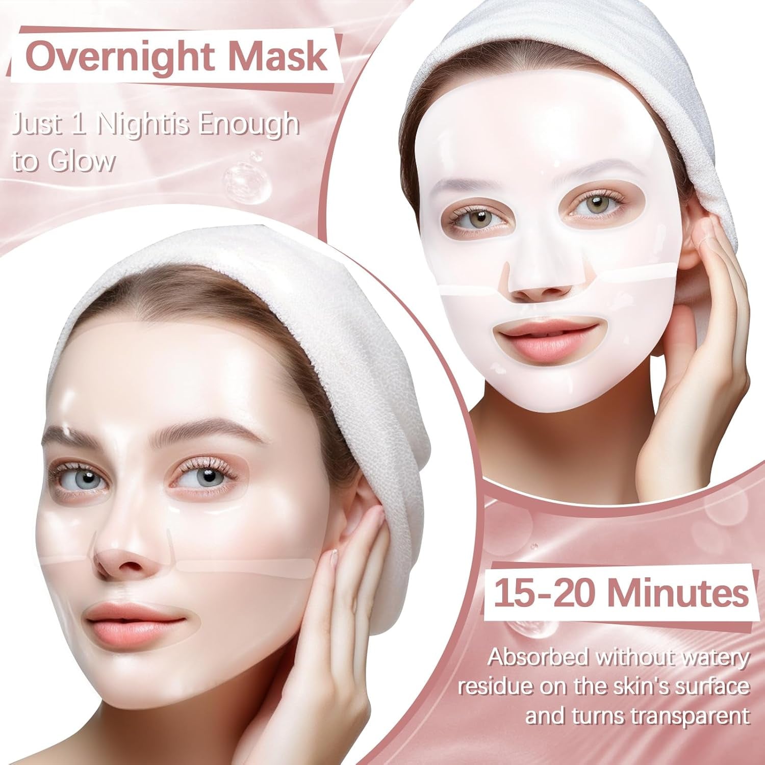 Collagen Mask Korean, 5 Stück Collagen Maske Overnight, Hydratisierende Übernachtmaske, Anti-Aging Kollagen Gesichtsmaske, Tuchmaske Für Alle Hauttypen (C)