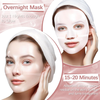 Collagen Mask Korean, 5 Stück Collagen Maske Overnight, Hydratisierende Übernachtmaske, Anti-Aging Kollagen Gesichtsmaske, Tuchmaske Für Alle Hauttypen (C)